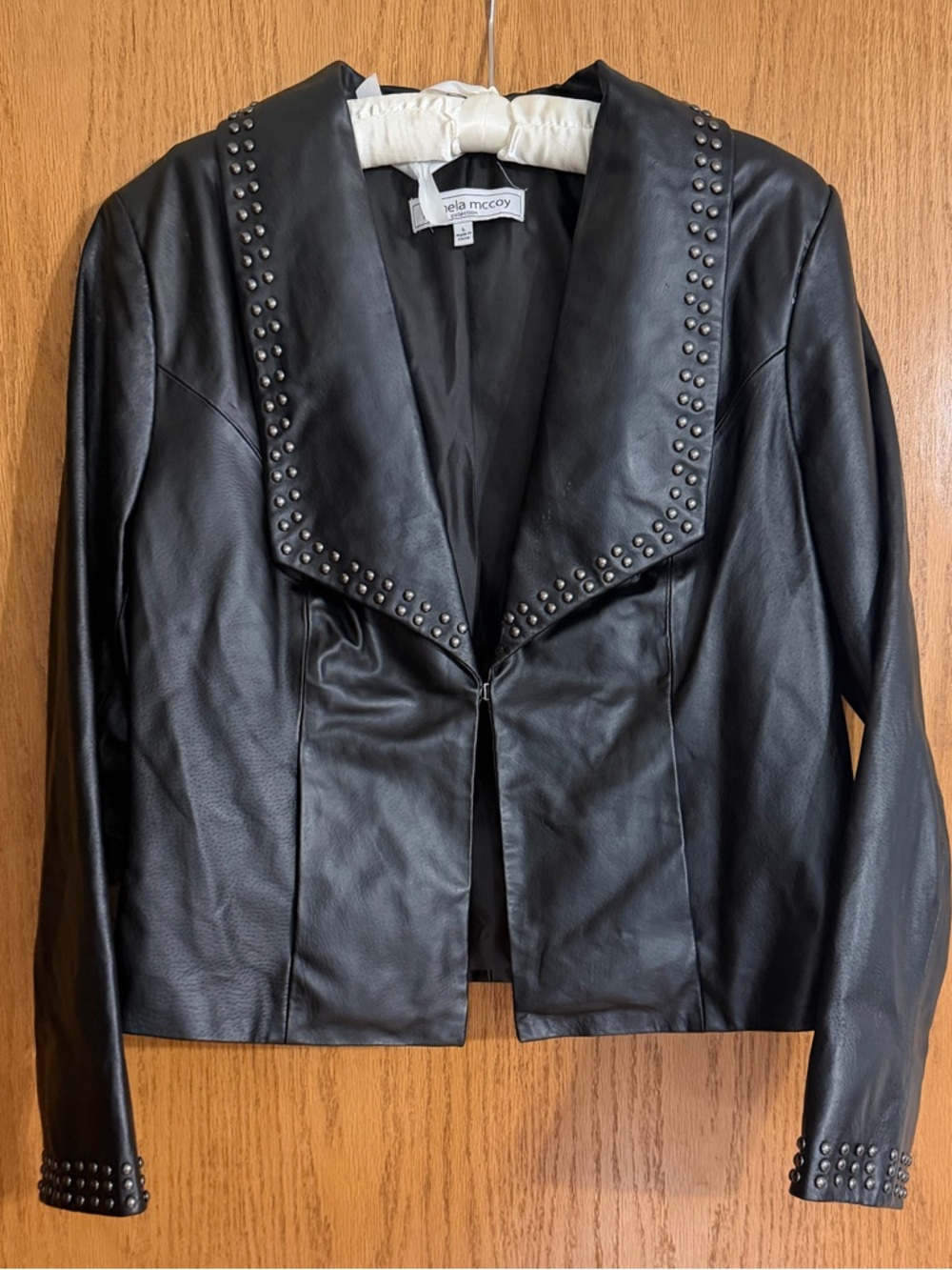 Pamela McCoy Black Studded 100% Genuine Leather Jacket